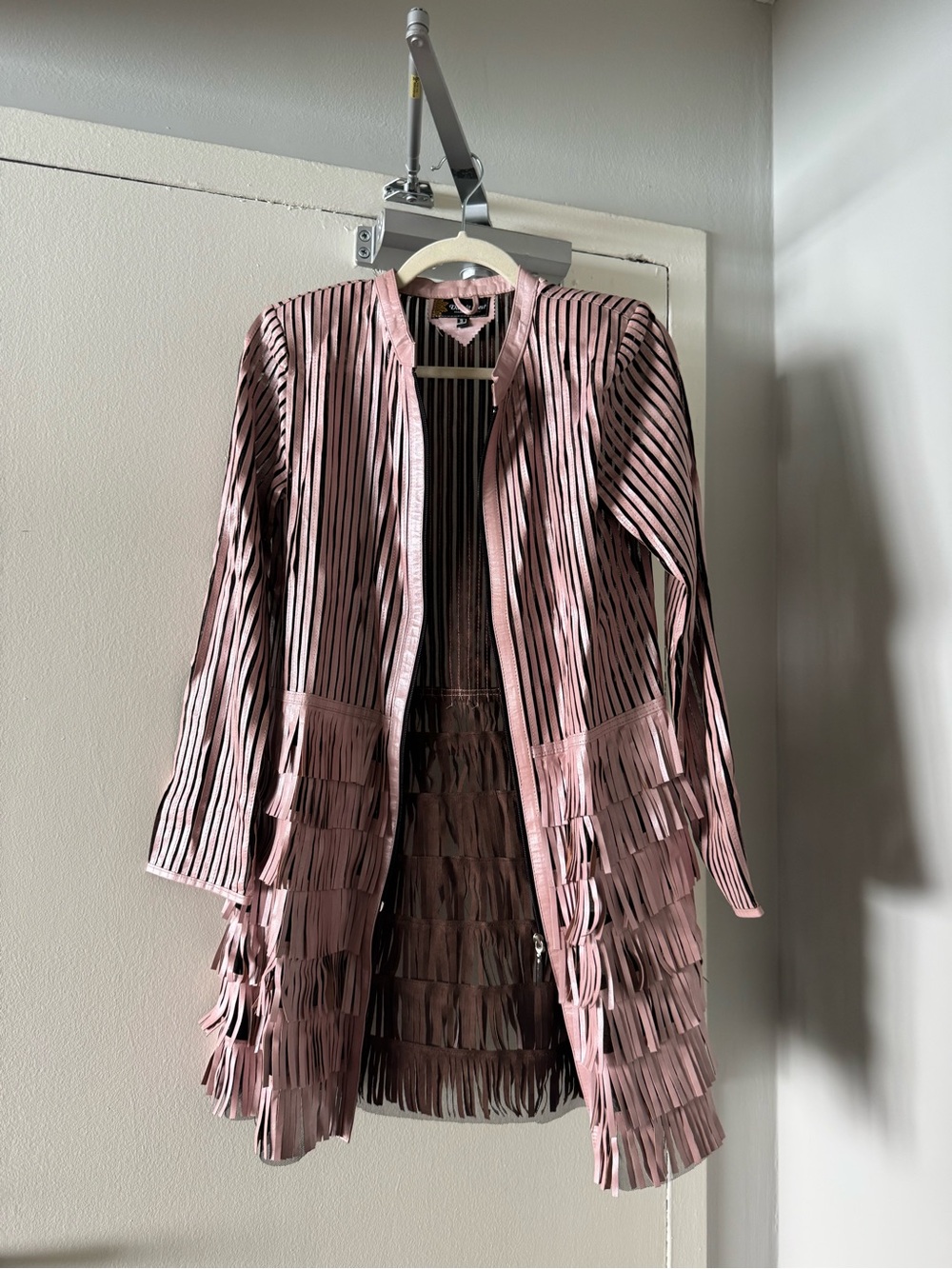 Vintage Pink Striped Fringe Jacket